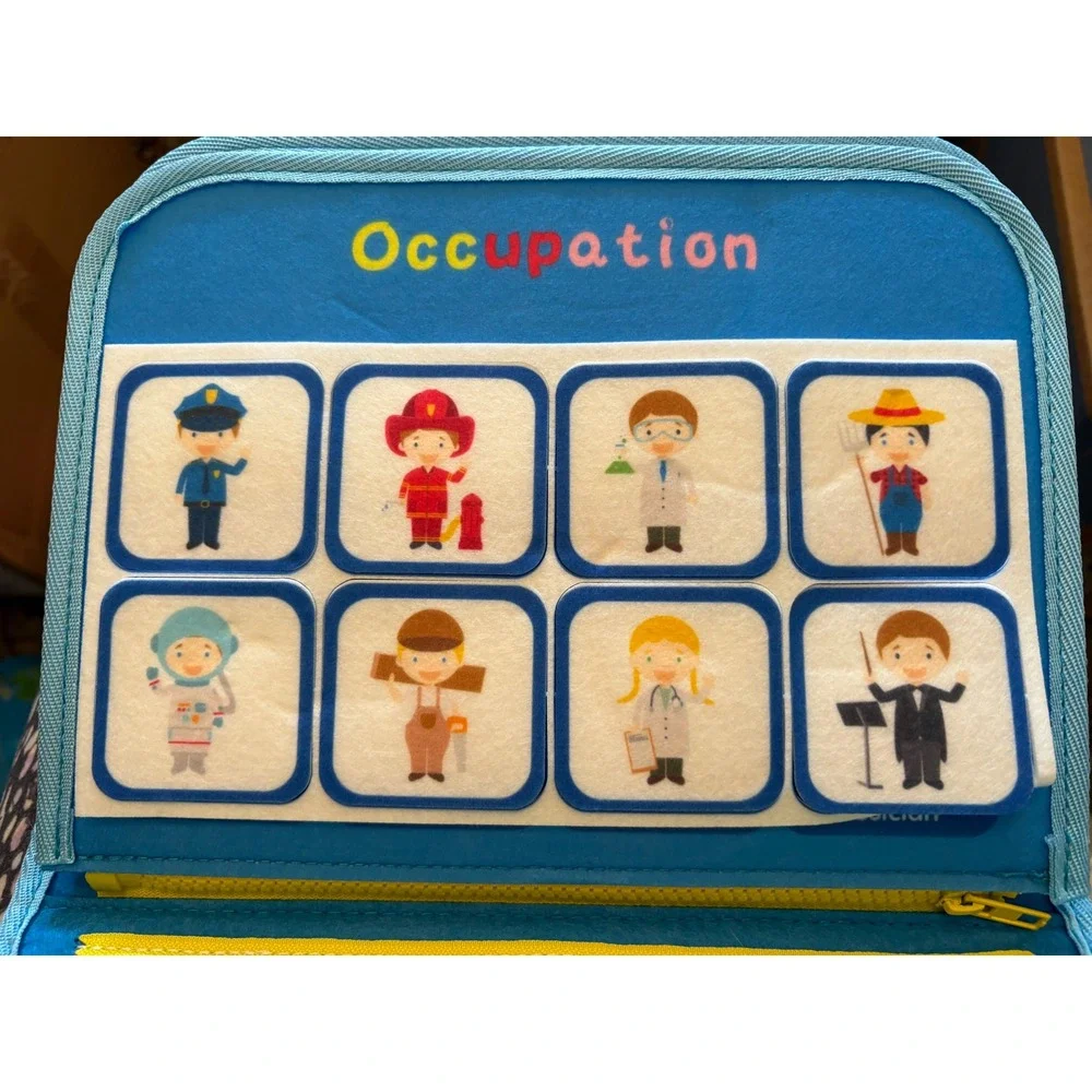Dinosaur‎ Busy Board Toddler Sensory Activity Felt Travel Toy Blue